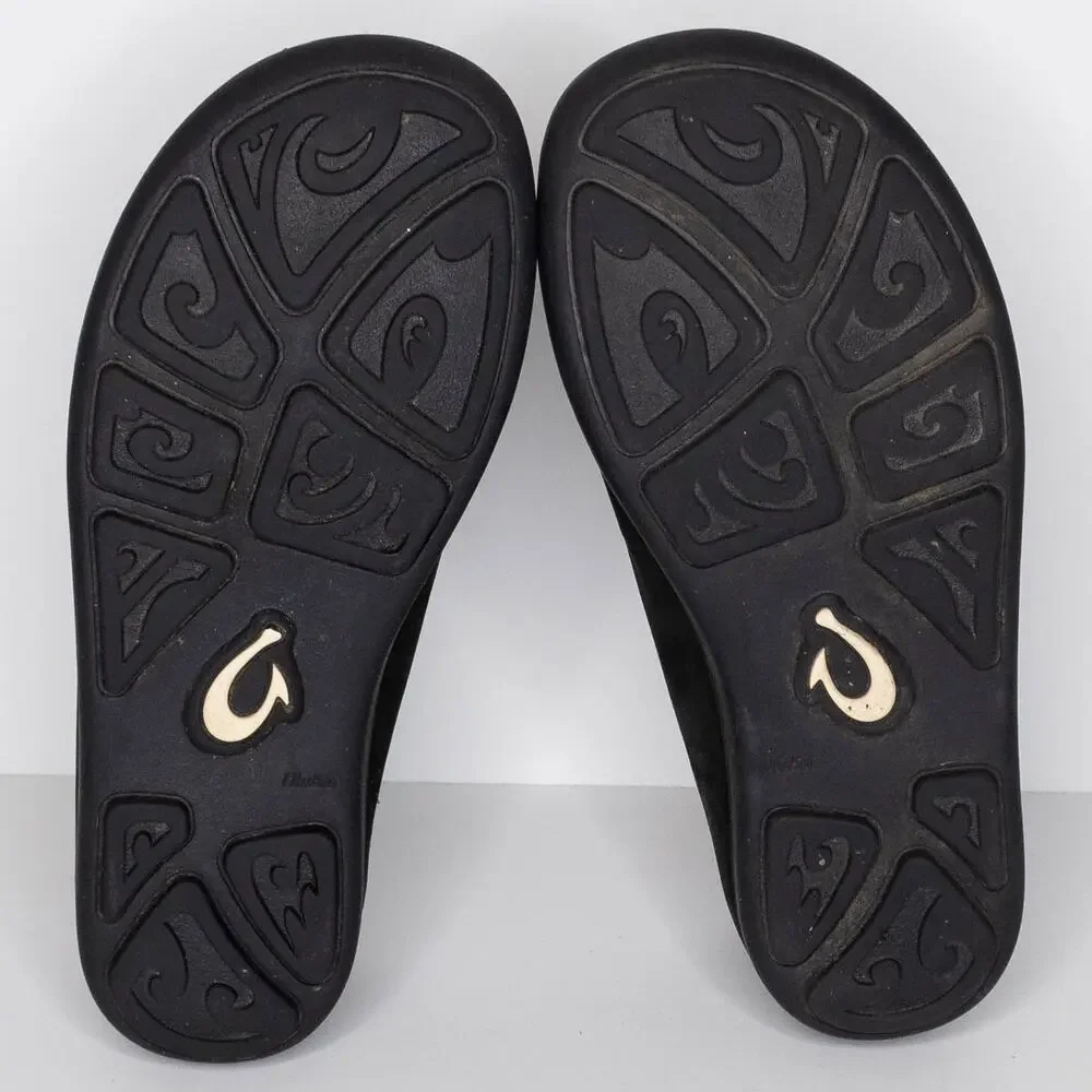 Olukai Boys Moloa Loafer Shoes Slip On Comfort Leather Youth Black Size 1 | AR - Picture 6 of 6